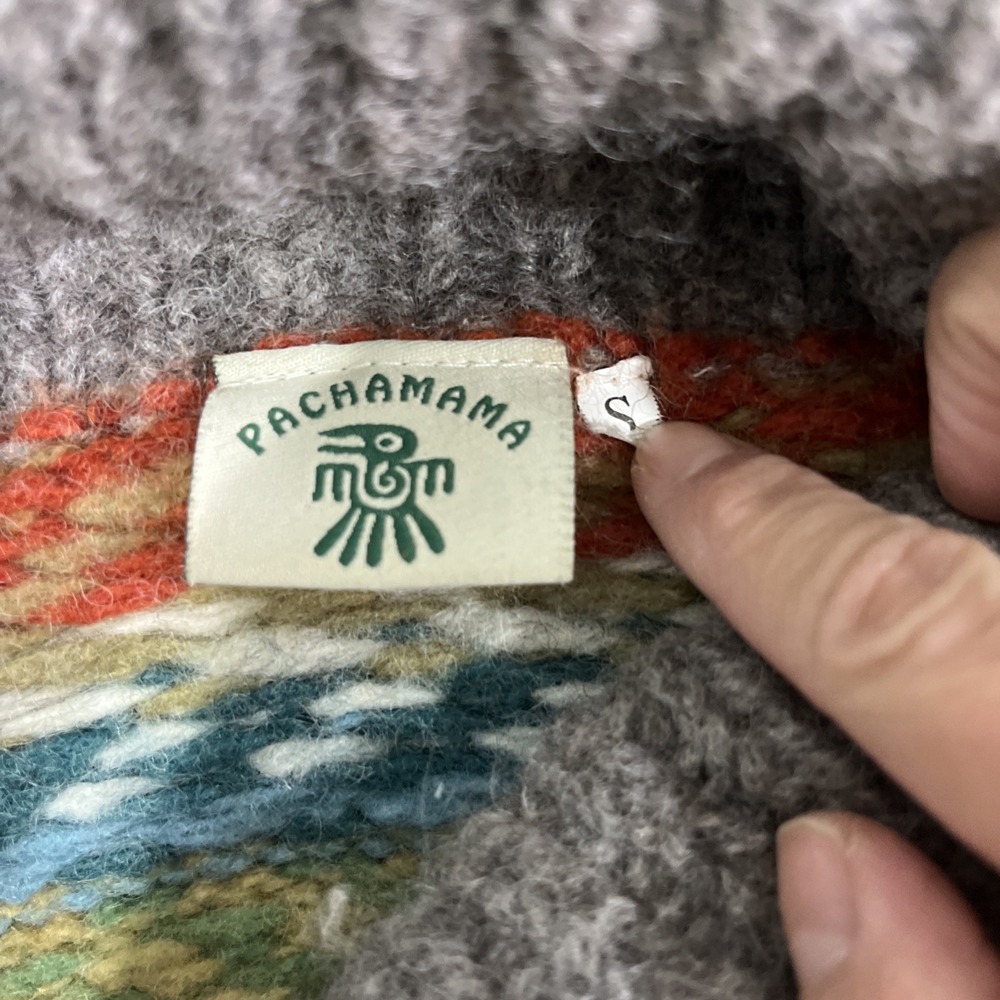 Pachamama Handmade Cardigan Womens S 100% Wool Chevron Chunky Knit Rustic Nordic - Picture 5 of 9